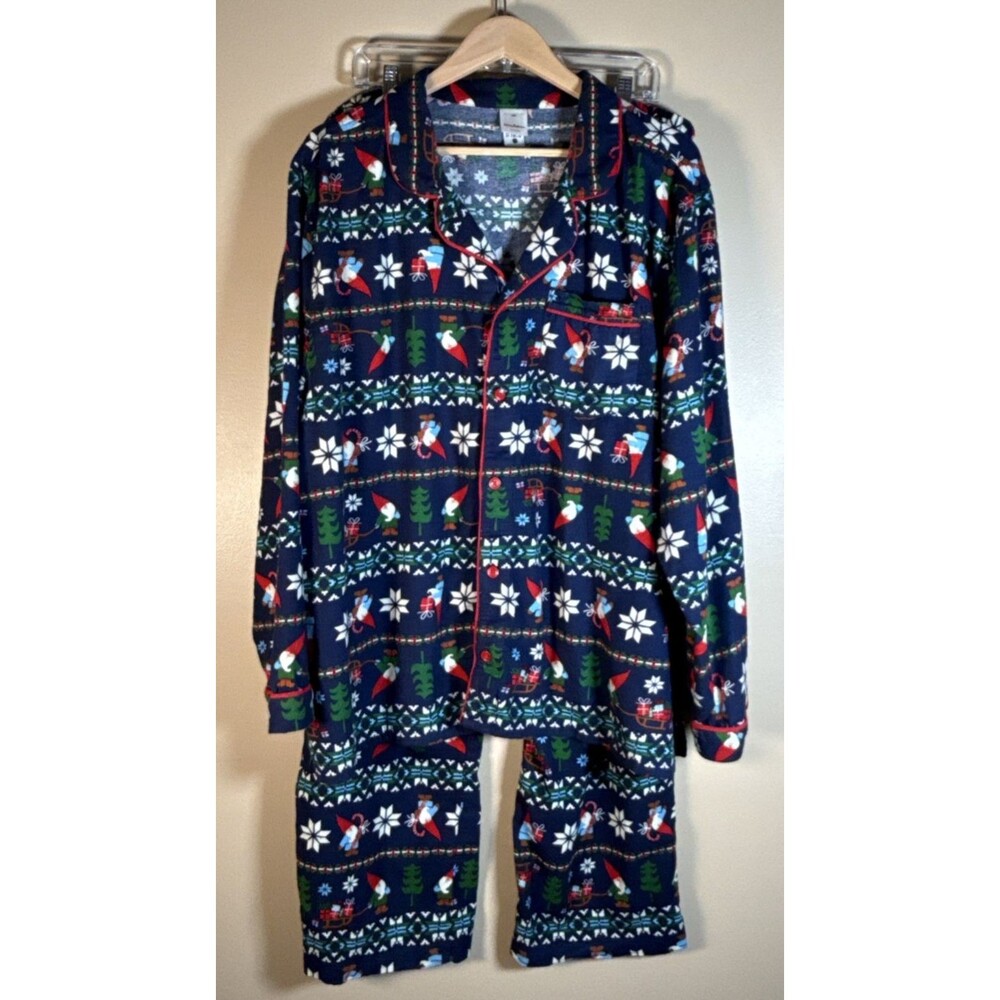 Hanna Andersson “Gnome Sweet Gnome" Flannel Pajama XXL Top & XL Pant Unisex
